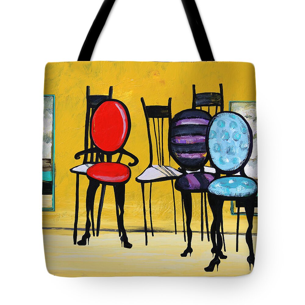 Chairs Painting Tote Bag featuring the painting Cafe Chairs by Karon Melillo DeVega