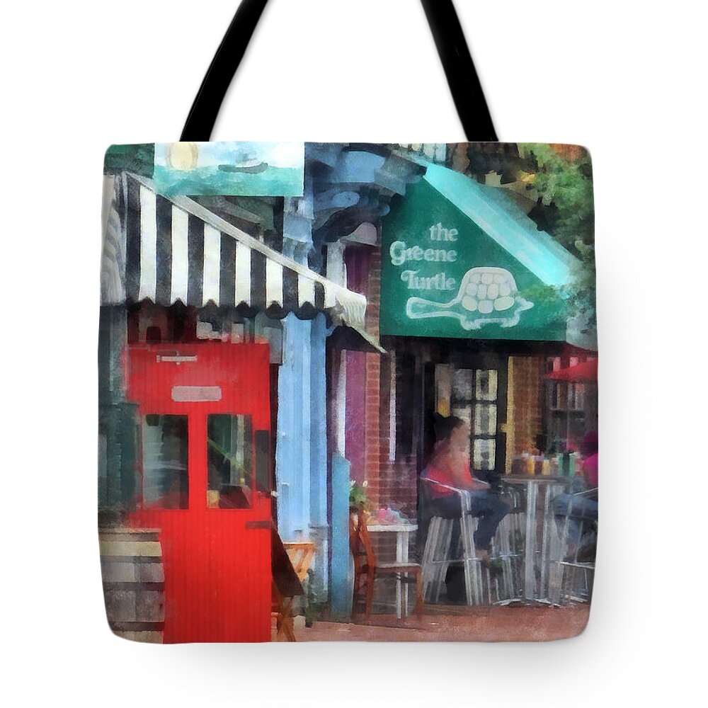 Fells Point Tote Bag featuring the photograph Cafe Fells Point MD by Susan Savad