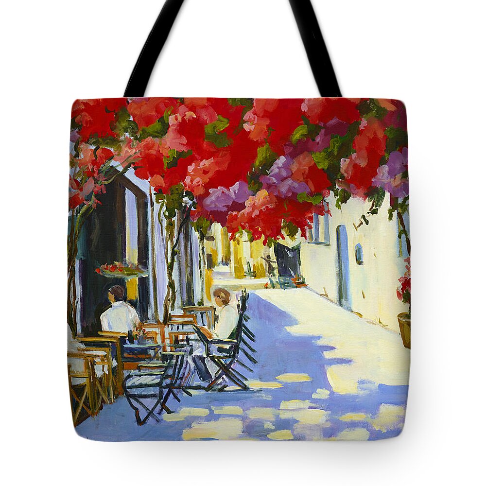 Cafe Tote Bag featuring the painting Cafe by Ingrid Dohm