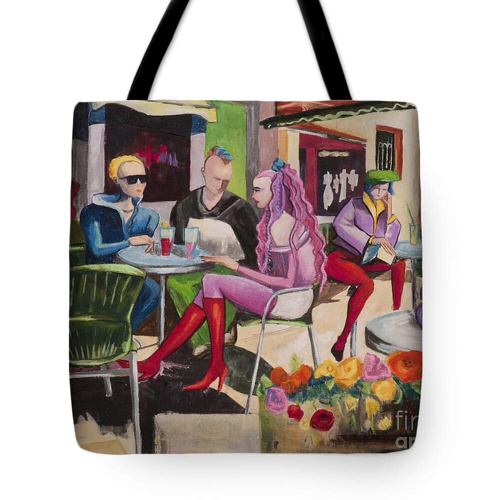 Fauvism Tote Bag featuring the painting Cafe Marseille by Elisabeta Hermann