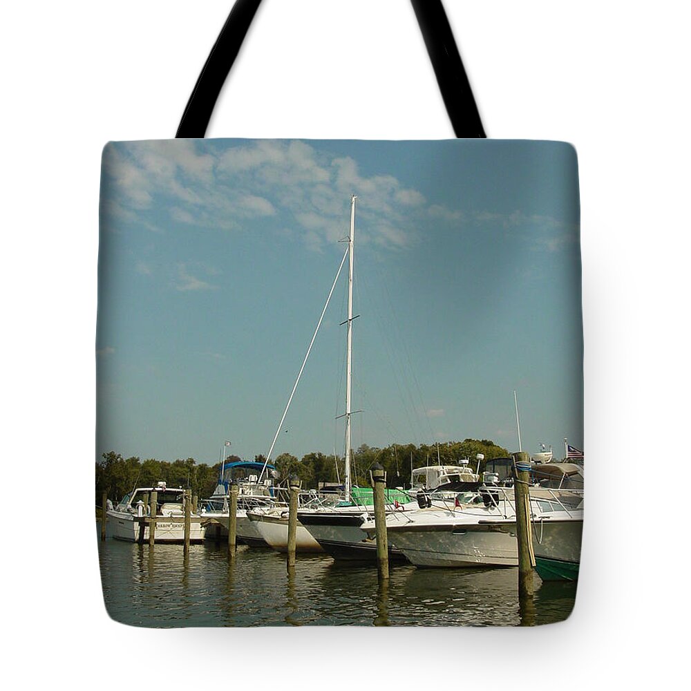 Marina Tote Bag featuring the photograph Calm Day at the Marina by Dorothy Maier