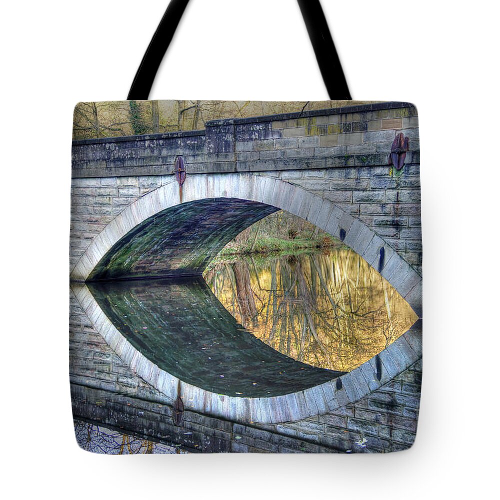 Bridge Tote Bag featuring the photograph Calver Bridge Reflection by David Birchall