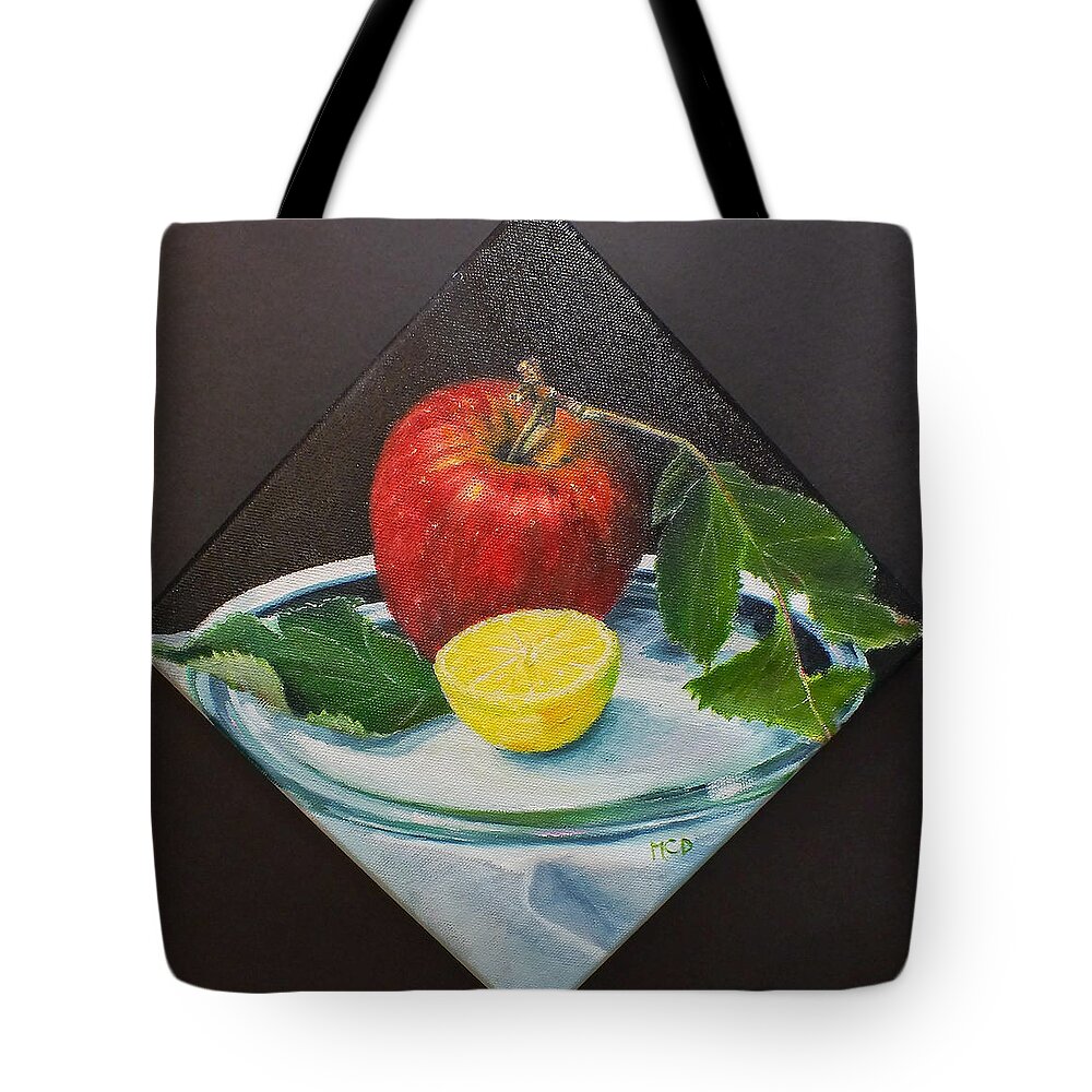 Still Life Tote Bag featuring the painting Camano Apple by Marie-Claire Dole