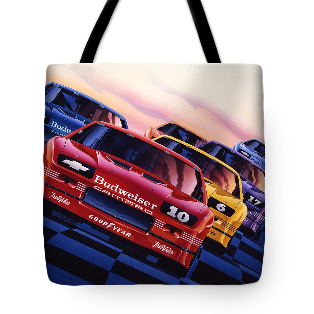 Camaro Poster Tote Bag featuring the painting Camaro 1990 IROC Poster Art by Garth Glazier