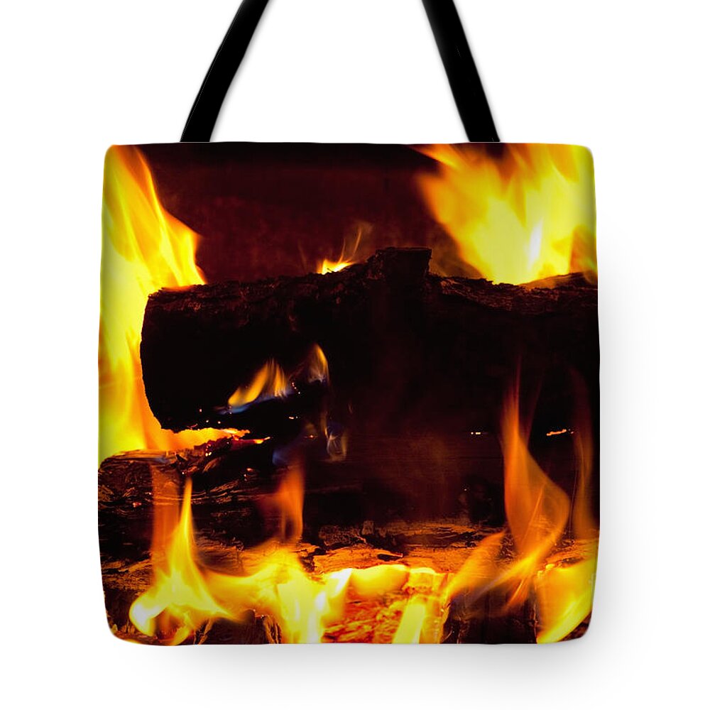Fire Tote Bag featuring the photograph Campfire Burning by Bryan Mullennix