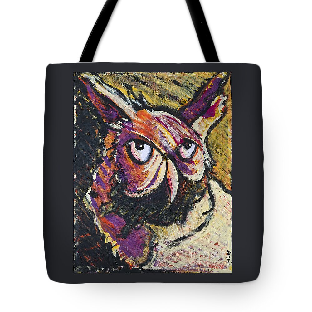 Owl Tote Bag featuring the painting Can I Get A Witness? by Rebecca Weeks