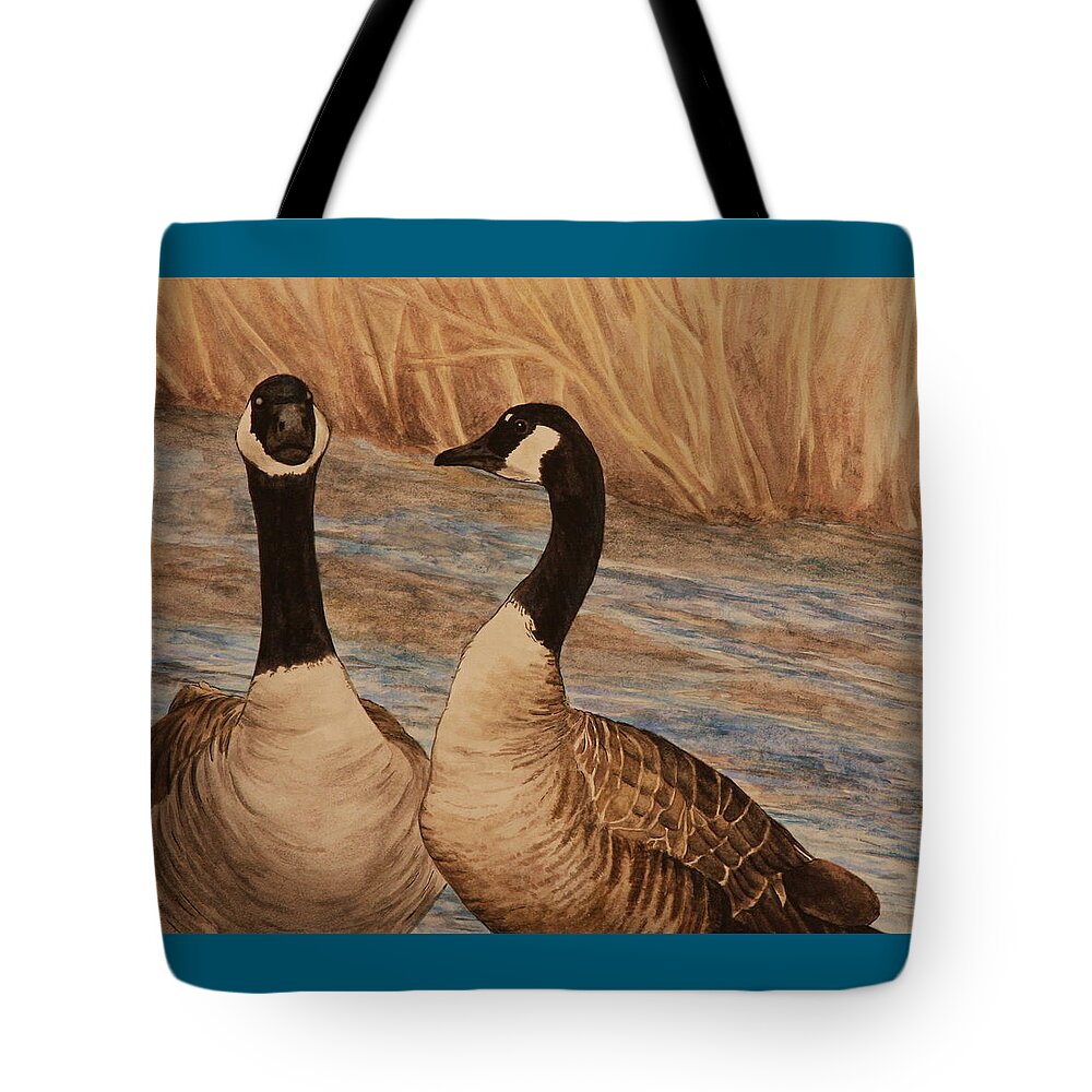Canadian Goose Tote Bag featuring the painting Canadian Geese by Michelle Miron-Rebbe