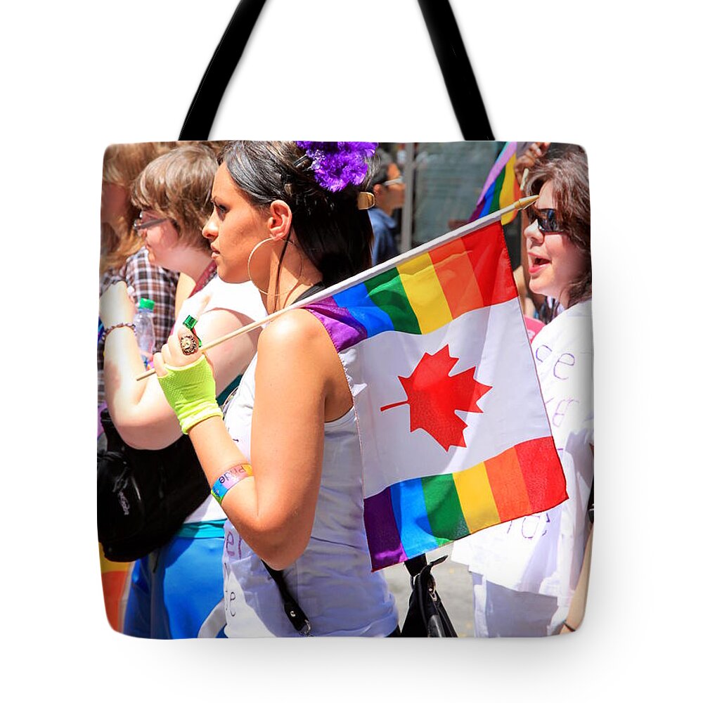 Lesbian Tote Bag featuring the photograph Canadian Rainbow by Valentino Visentini