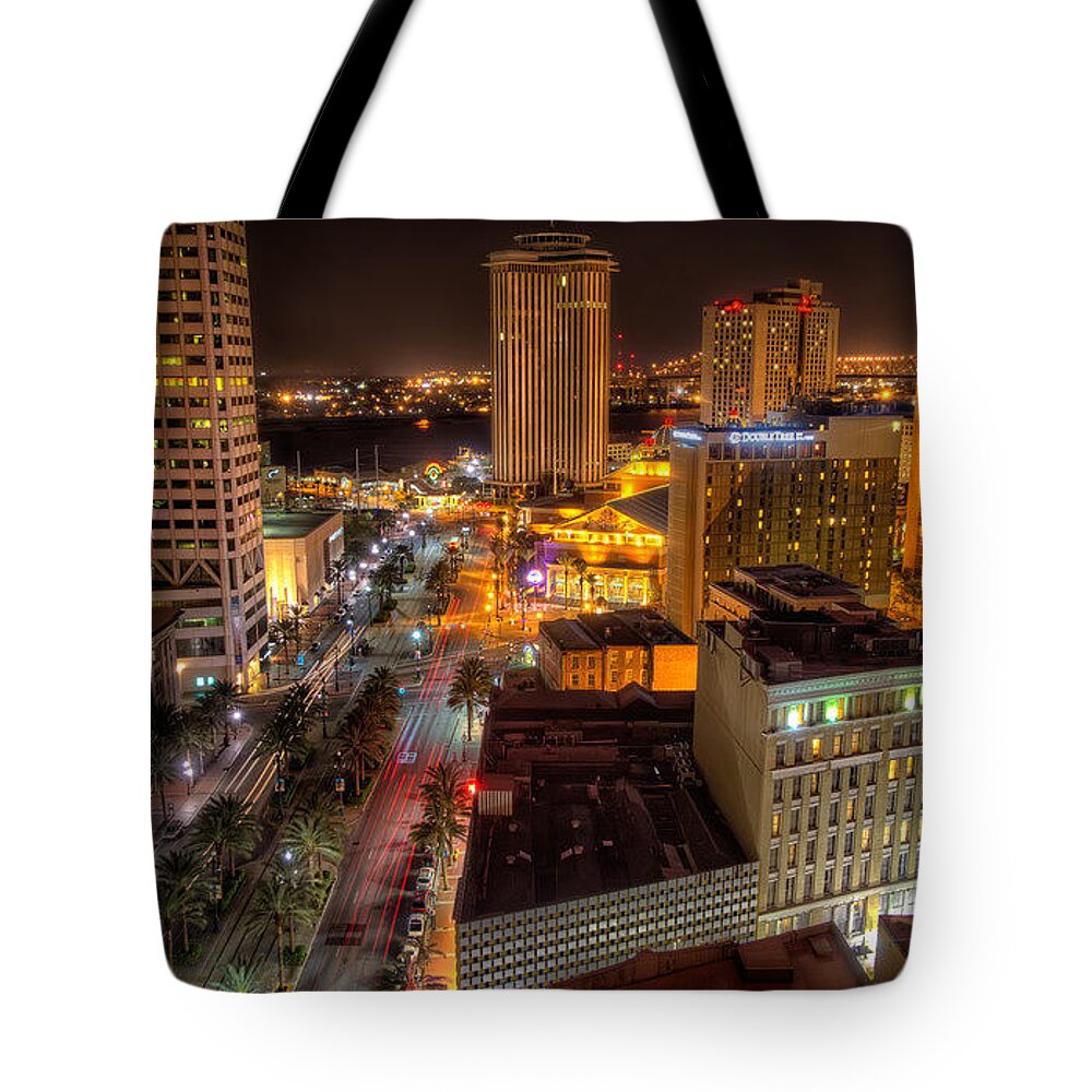 Tcanal Street Tote Bag featuring the photograph Canal Street at Night by Tim Stanley