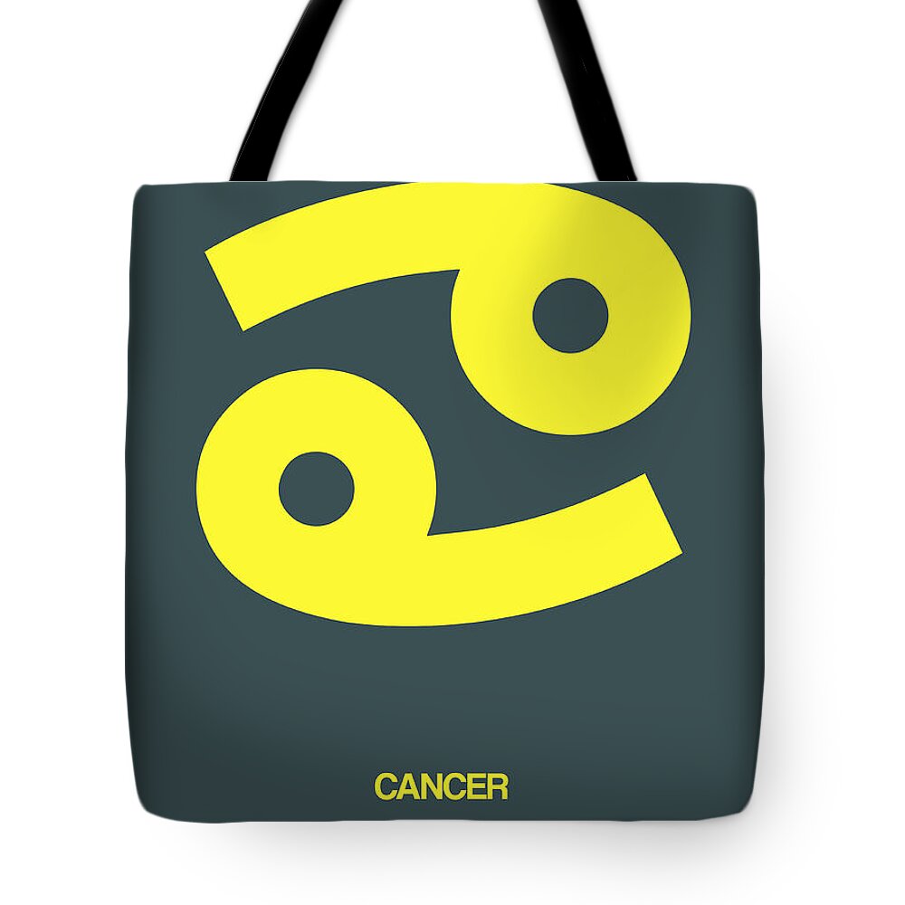 Cancer Tote Bag featuring the digital art Cancer Zodiac Sign Yellow by Naxart Studio