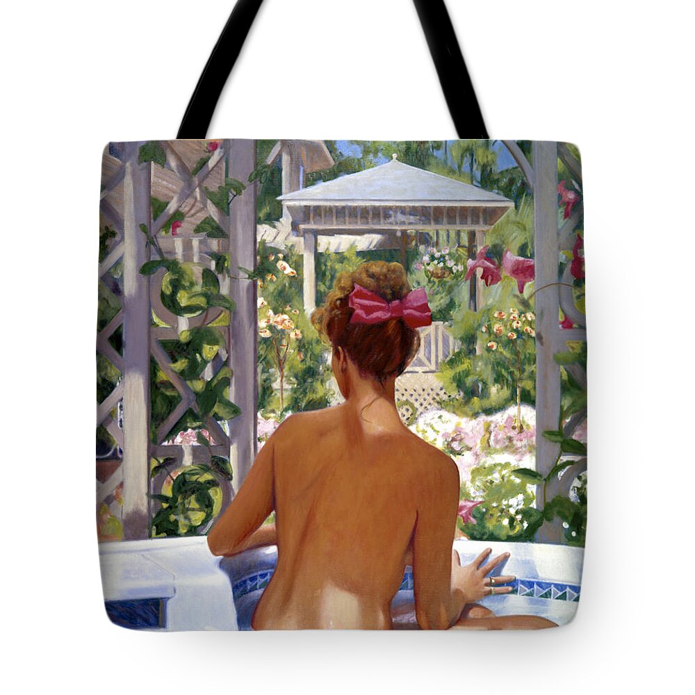 Impressionist Tote Bag featuring the painting Candace Being Candlish on Canvas by Candace Lovely