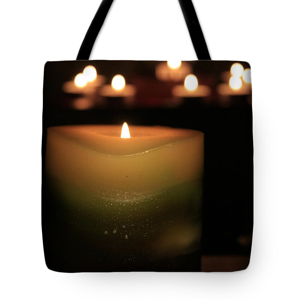 Candles Tote Bag featuring the photograph Candle Light by Sue Leonard