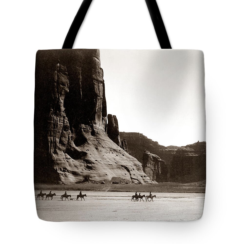 Navajos Canyon De Chelly Tote Bag featuring the digital art Canonde Chelly AZ 1904 by Edward S Curtis
