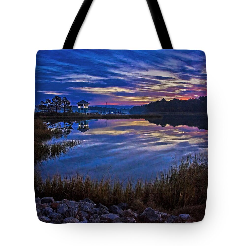 Cape Charles Tote Bag featuring the photograph Cape Charles Sunrise by Suzanne Stout
