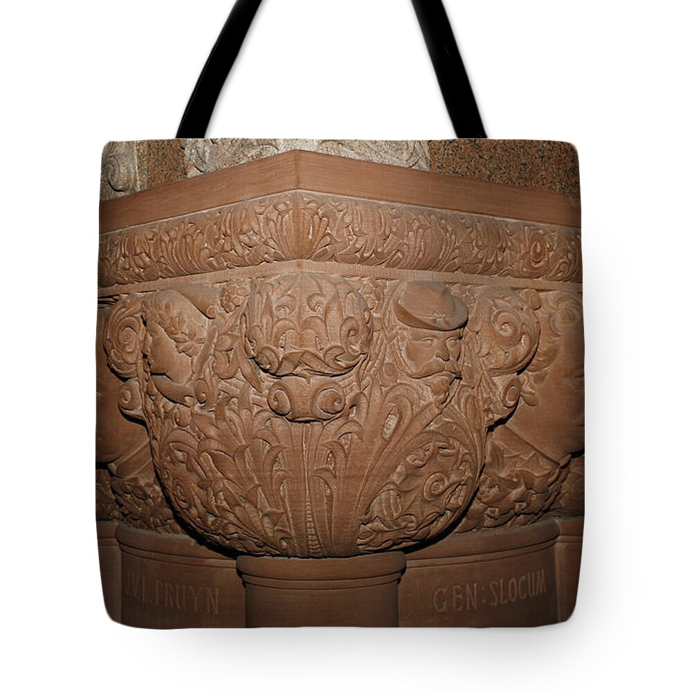 New York State Capitol Tote Bag featuring the photograph Capitol Faces by Carol Lynn Coronios