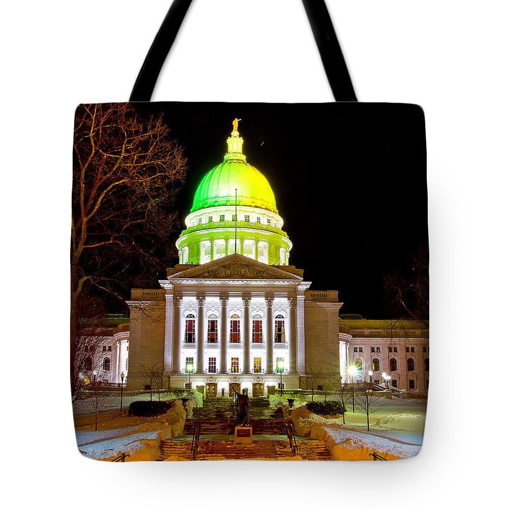 Capitol Tote Bag featuring the photograph Capitol Madison Packers Colors by Steven Ralser