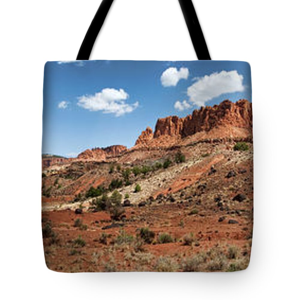 capitol Reef Tote Bag featuring the photograph Capitol Reef Panorama No. 1 by Tammy Wetzel