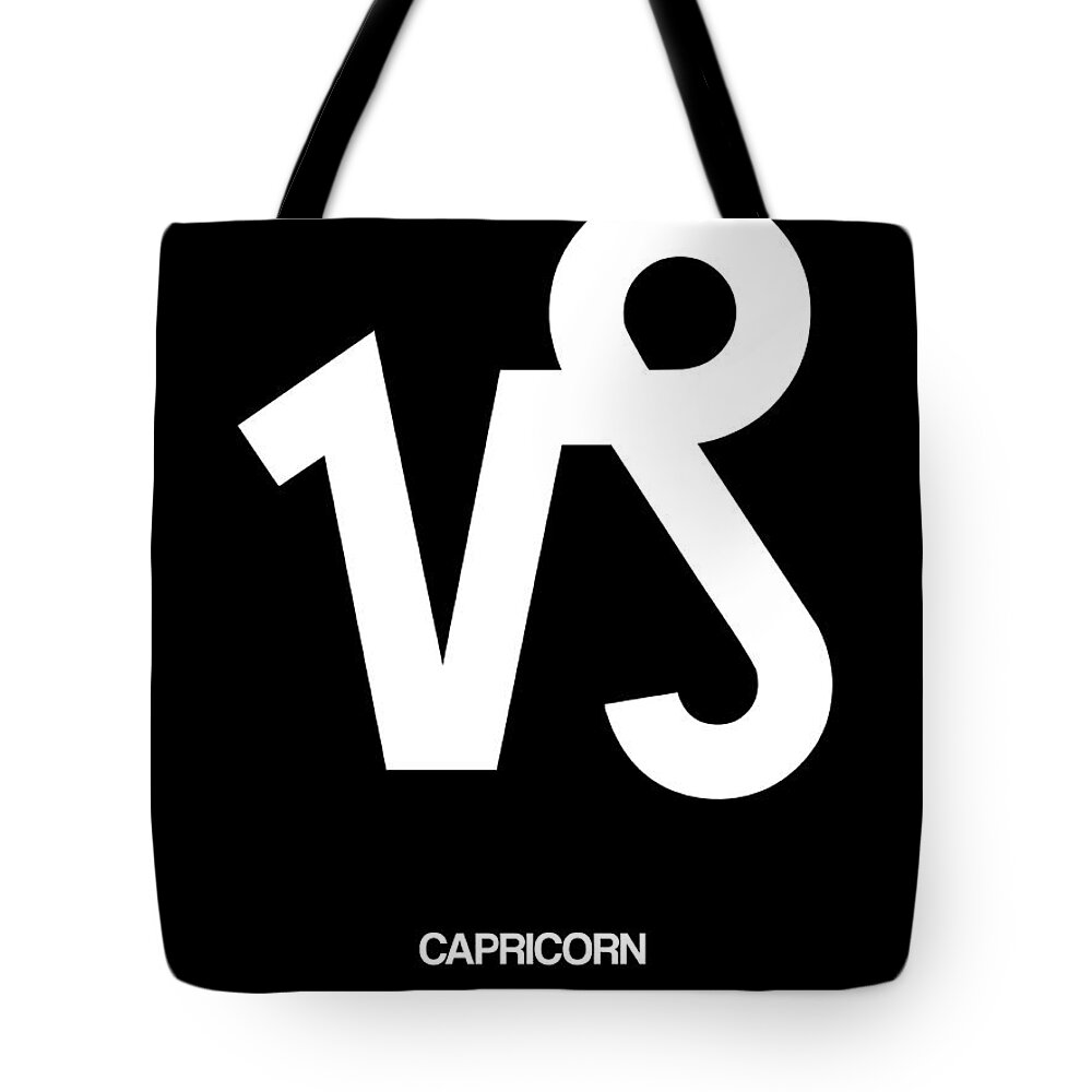 Capricorn Tote Bag featuring the digital art Capricorn Zodiac Sign White by Naxart Studio