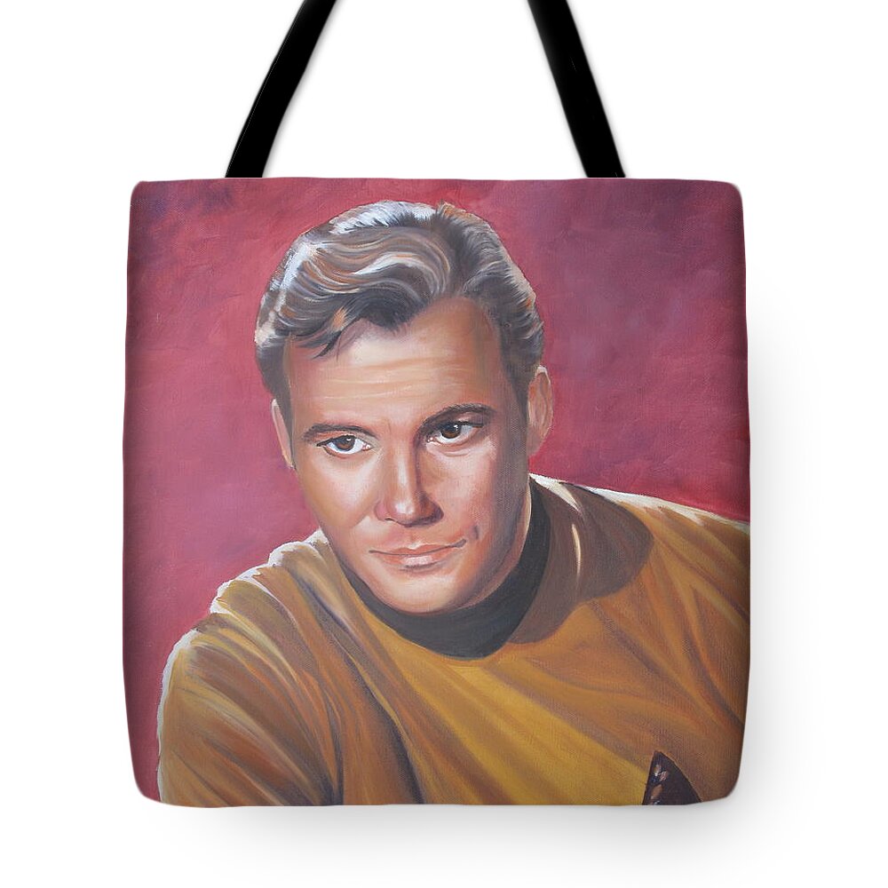 Portraits Tote Bag featuring the painting Capt. James T. Kirk by Kathie Camara
