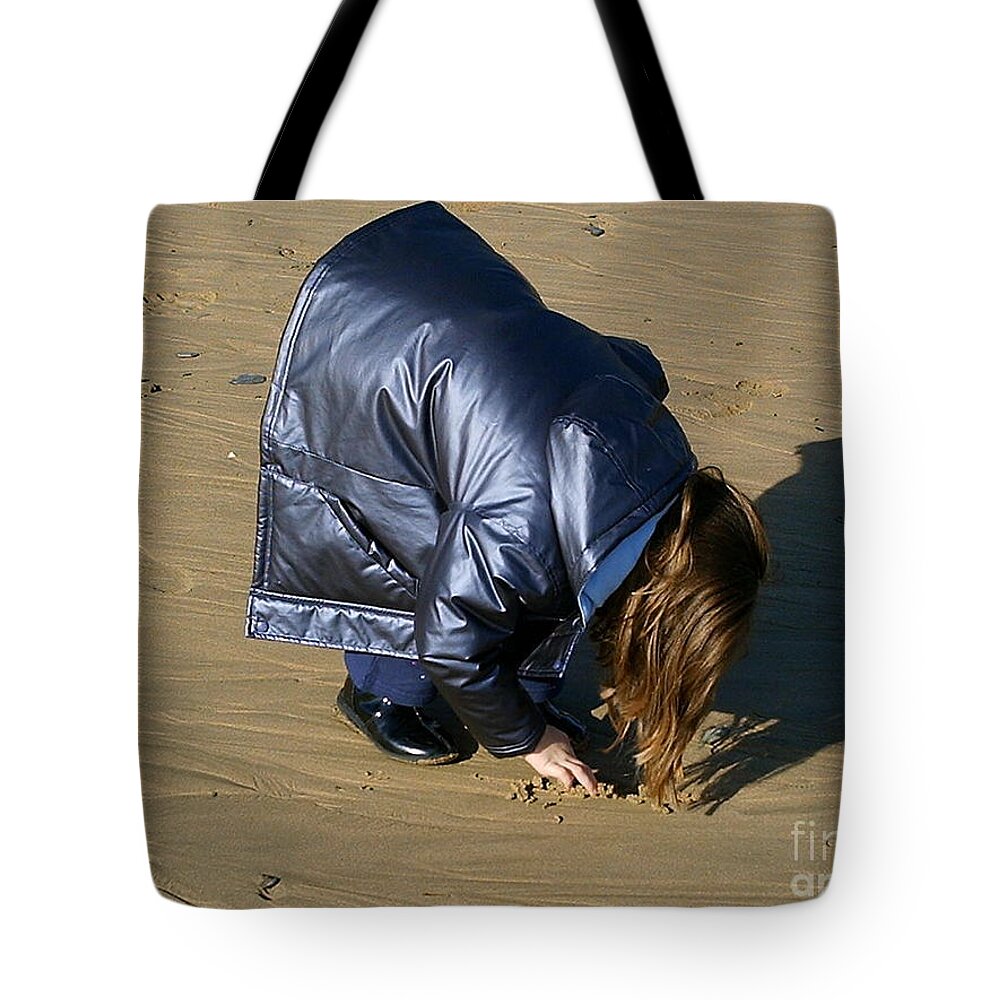 Captivated Absorbed Preoccupied Engrossed Occupied Playing Exploring Beach Sand Child Cornwall Fascination Beauty Tote Bag featuring the photograph Captivated by Richard Brookes
