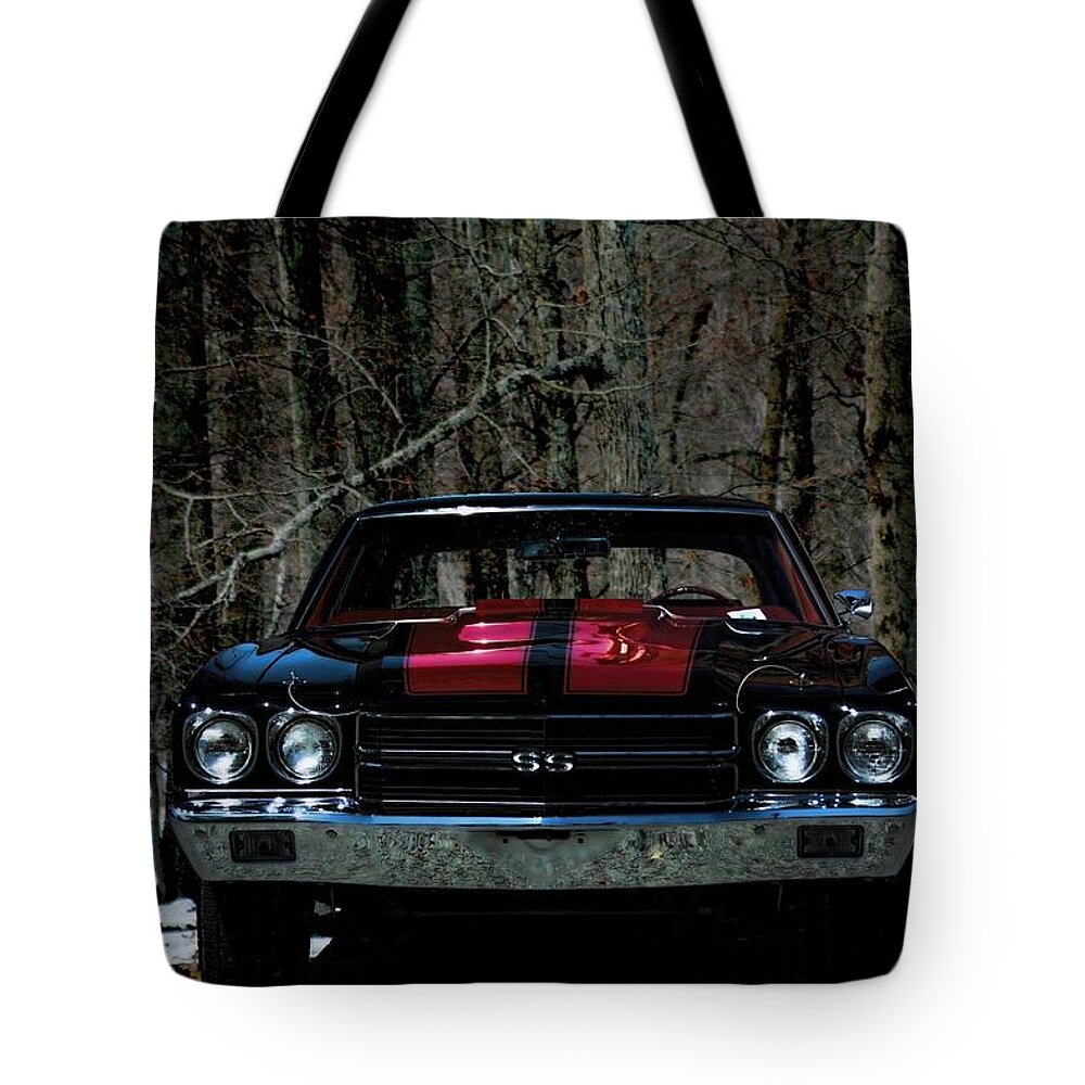 Chevelle Tote Bag featuring the photograph Car Art Chevy Chevelle SS HDR by Lesa Fine