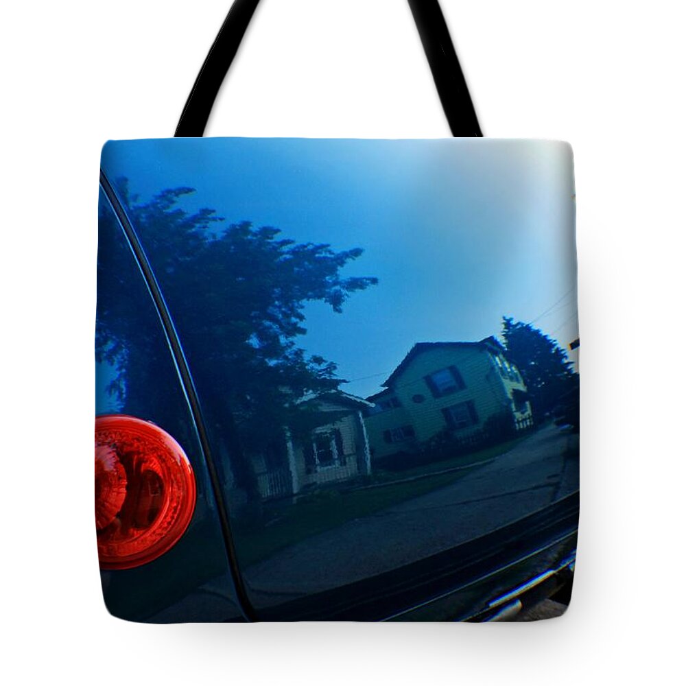 Cars Tote Bag featuring the photograph Car reflection 8 by Karl Rose