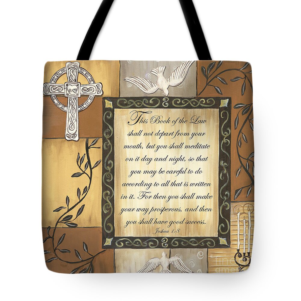 Scripture Tote Bag featuring the painting Caramel Scripture by Debbie DeWitt