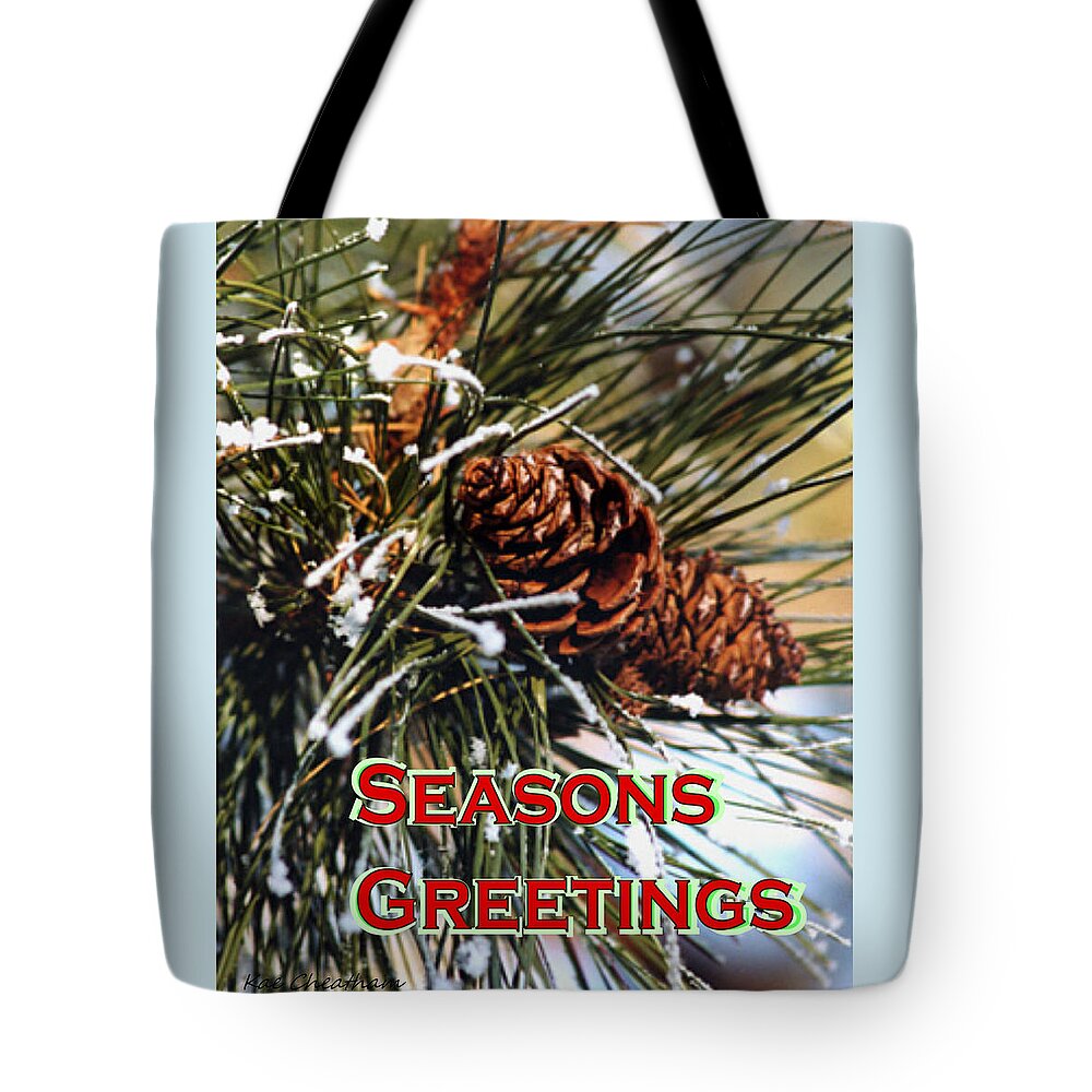 Greeting Card Tote Bag featuring the mixed media Card for the Winter by Kae Cheatham