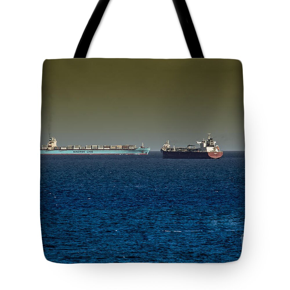 Ship Tote Bag featuring the photograph Cargo Steamer by Rene Triay FineArt Photos