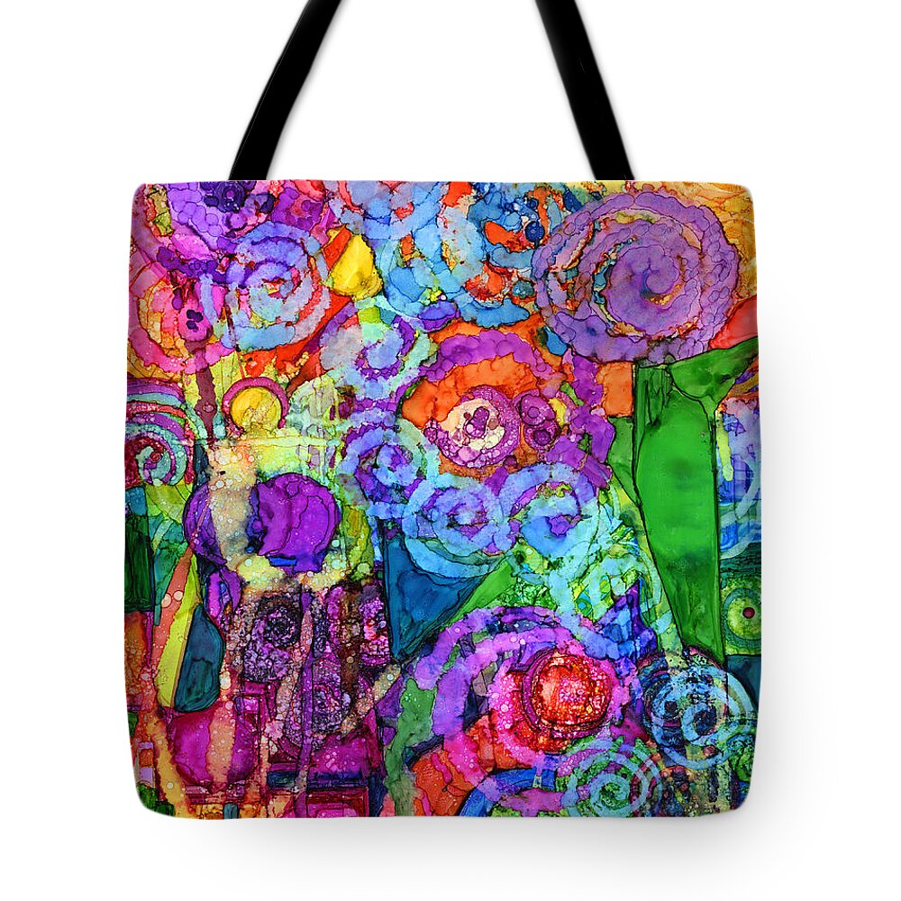 Abstract Tote Bag featuring the painting Carnival by Vicki Baun Barry