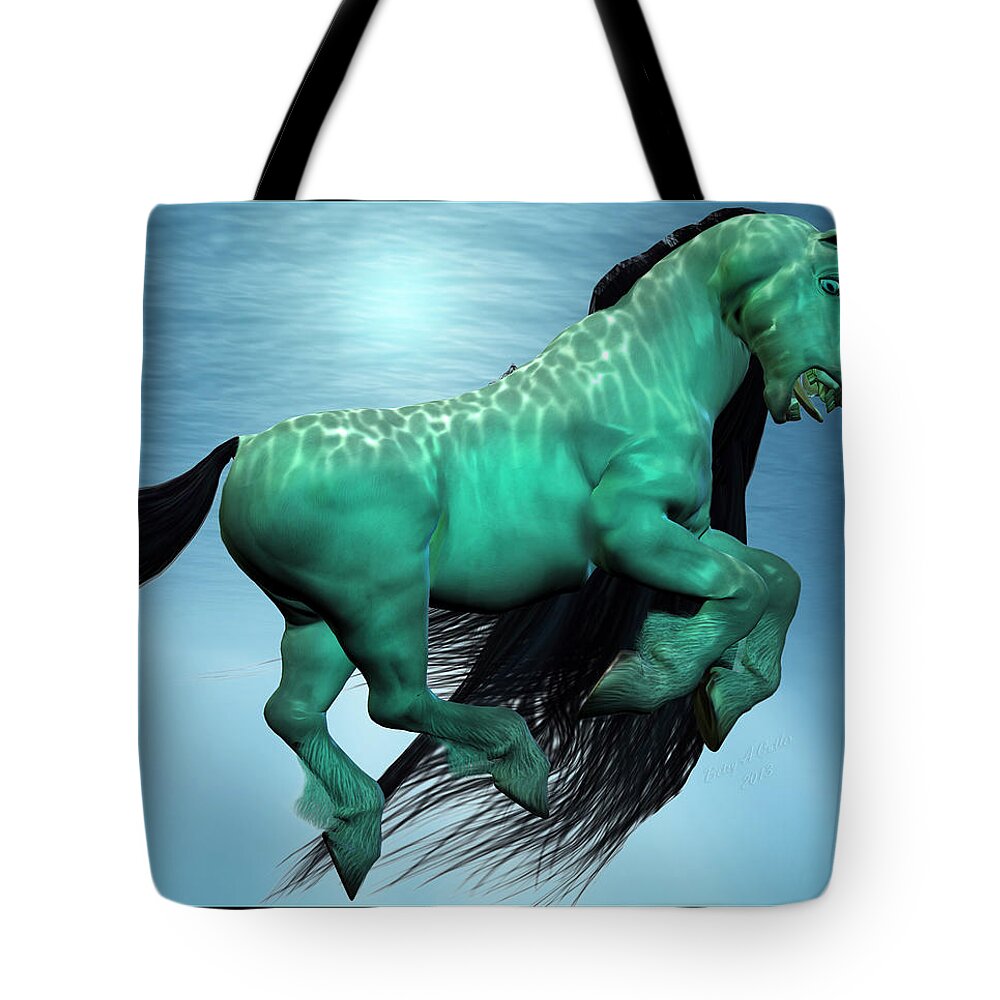 Horse Tote Bag featuring the digital art Carousel II by Betsy Knapp