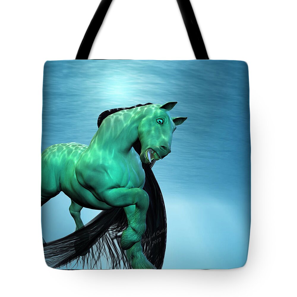 Horse Tote Bag featuring the digital art Carousel VI by Betsy Knapp
