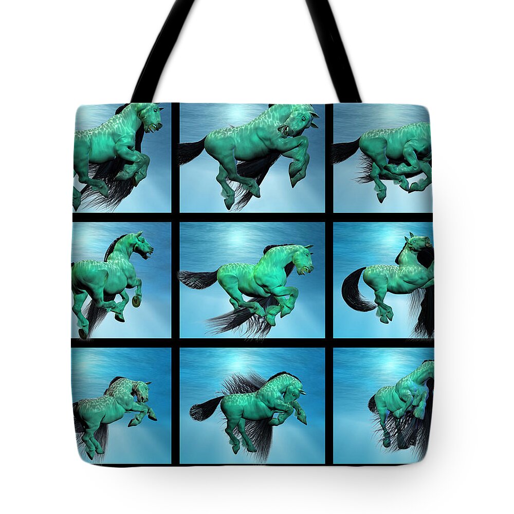 Horse Tote Bag featuring the digital art Carousel XIII by Betsy Knapp