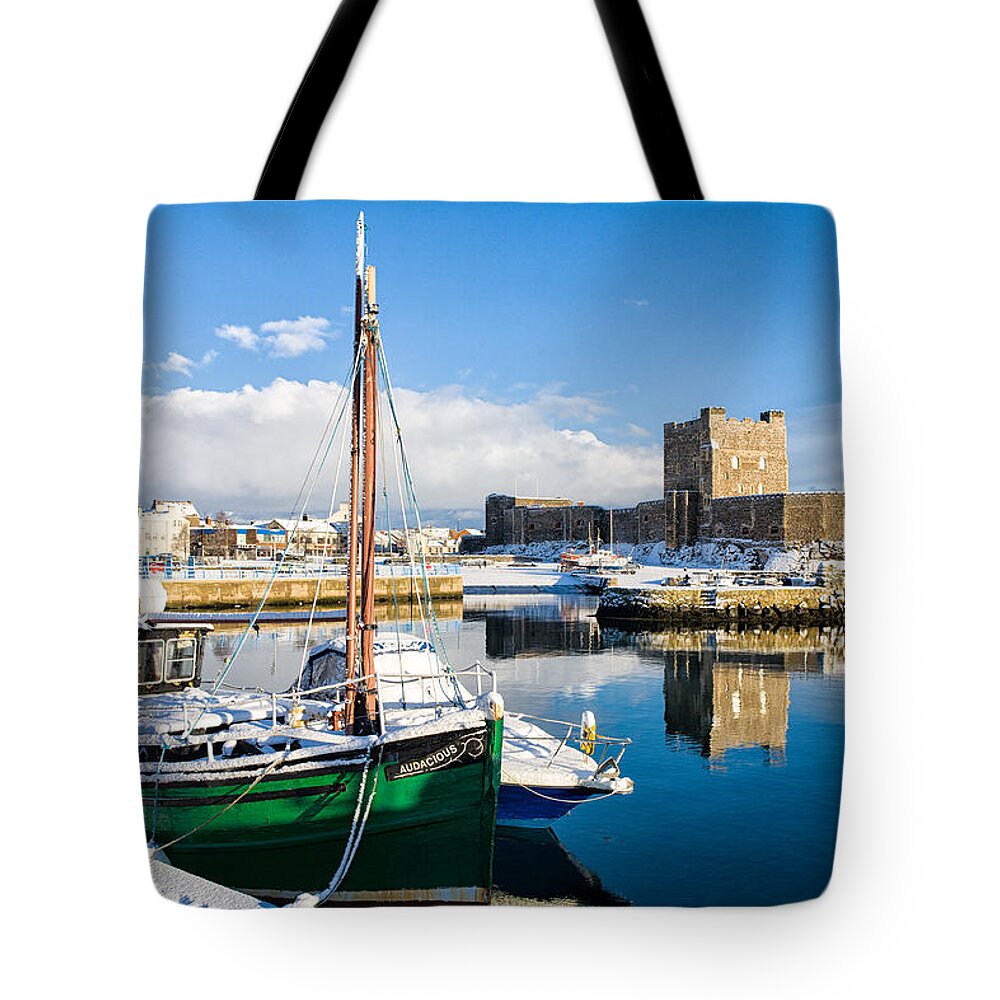 Carrickfergus Tote Bag featuring the photograph Carrickfergus Harbour in Winter by Nigel R Bell