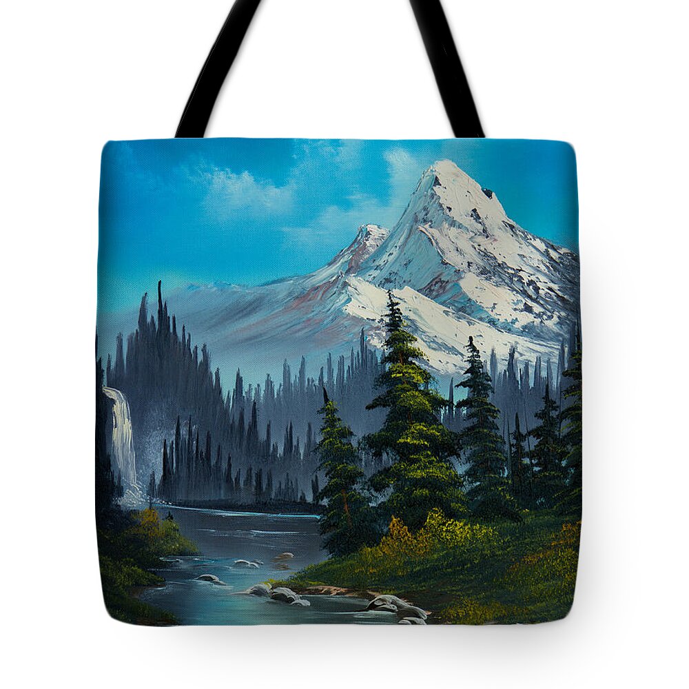 Landscape Tote Bag featuring the painting Cascading Falls by Chris Steele