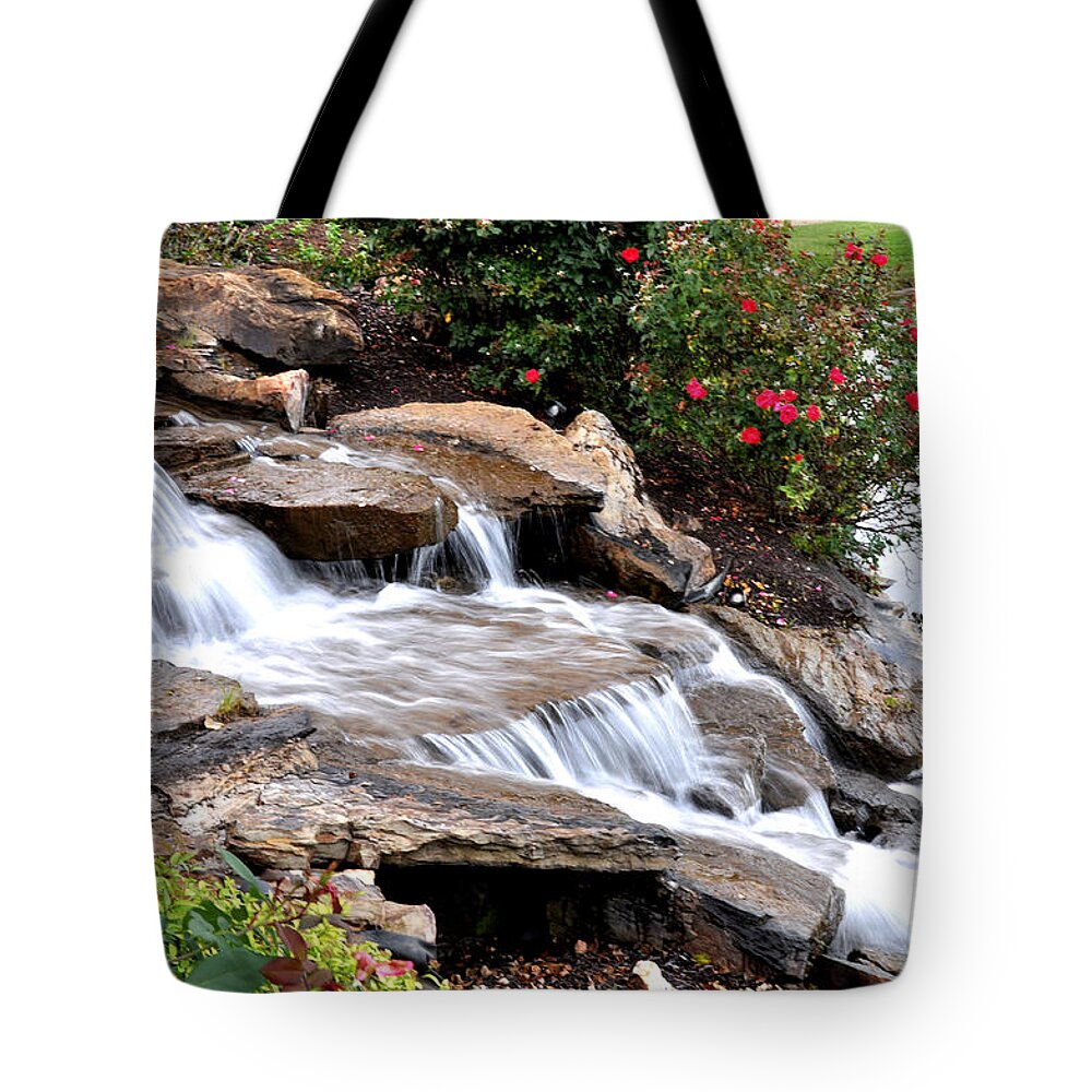 Nature Tote Bag featuring the photograph Cascading Water by Nava Thompson
