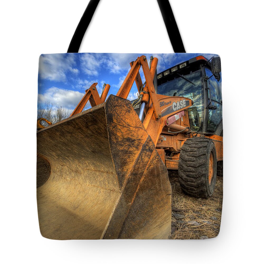 Case Tote Bag featuring the photograph CASE Backhoe by David Dufresne