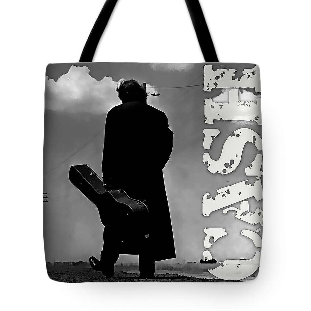 Johnny Cash Tote Bag featuring the mixed media Johnny Cash #2 by Marvin Blaine