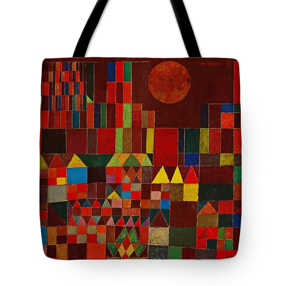Paul Klee Tote Bag featuring the painting Castle And Sun by Paul Klee