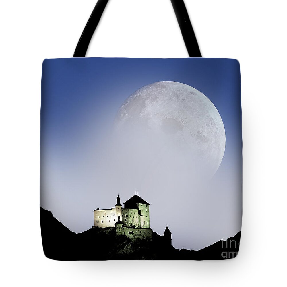 Tarasp Tote Bag featuring the photograph Castle in the Sky by Edmund Nagele FRPS