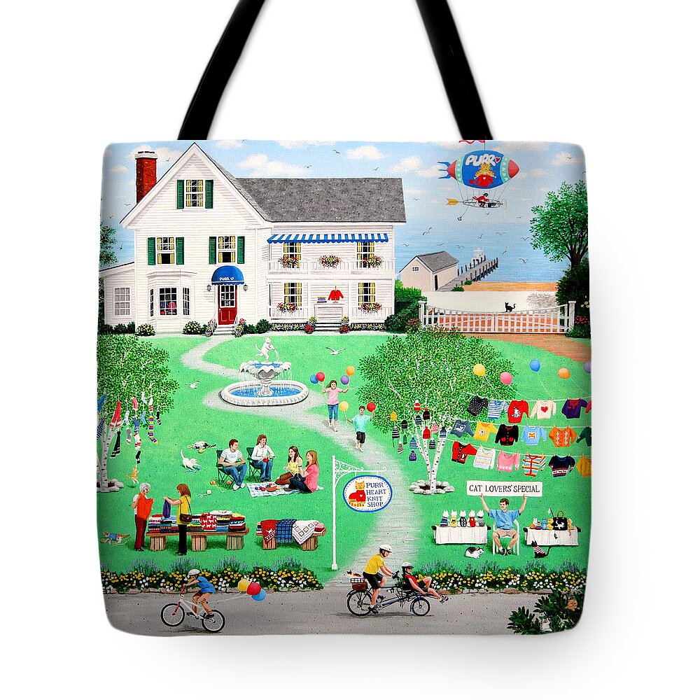 Landscape Tote Bag featuring the painting Cat Lovers Special by Wilfrido Limvalencia