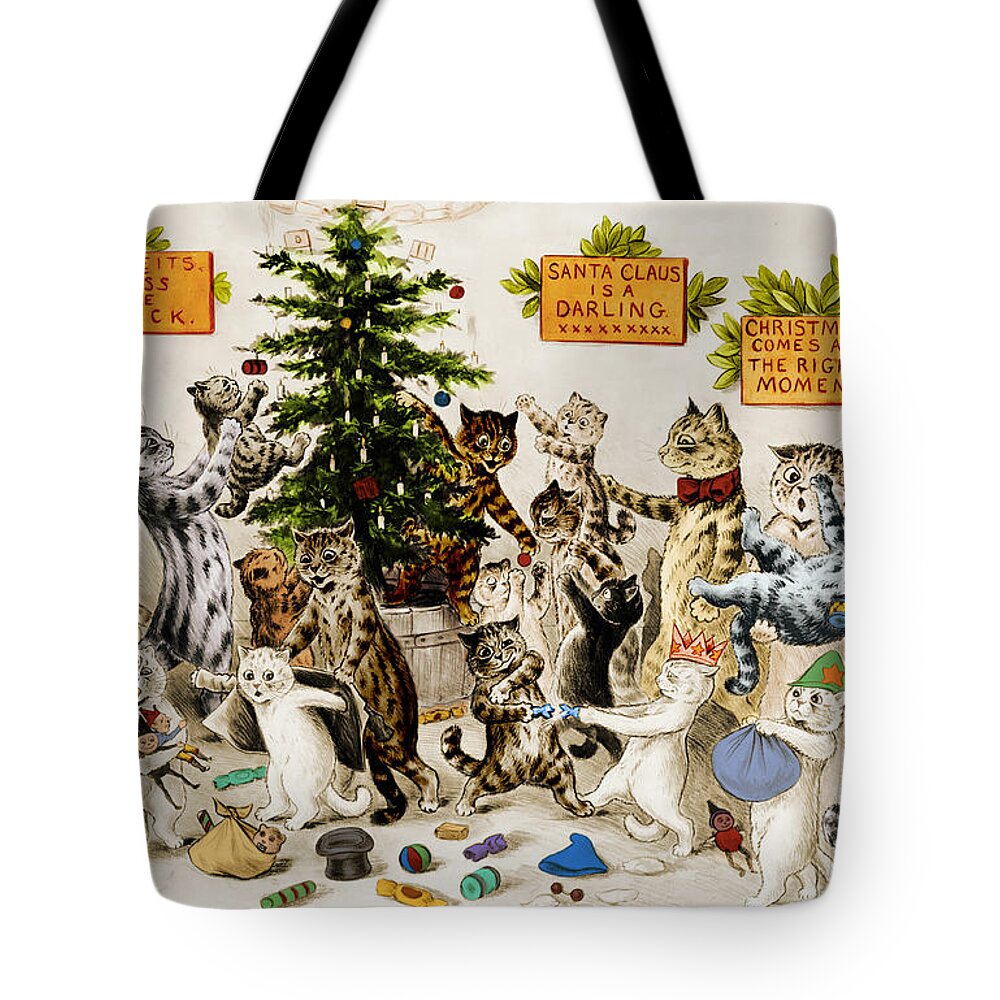 History Tote Bag featuring the photograph Cats Decorating Christmas Tree 1906 by Photo Researchers