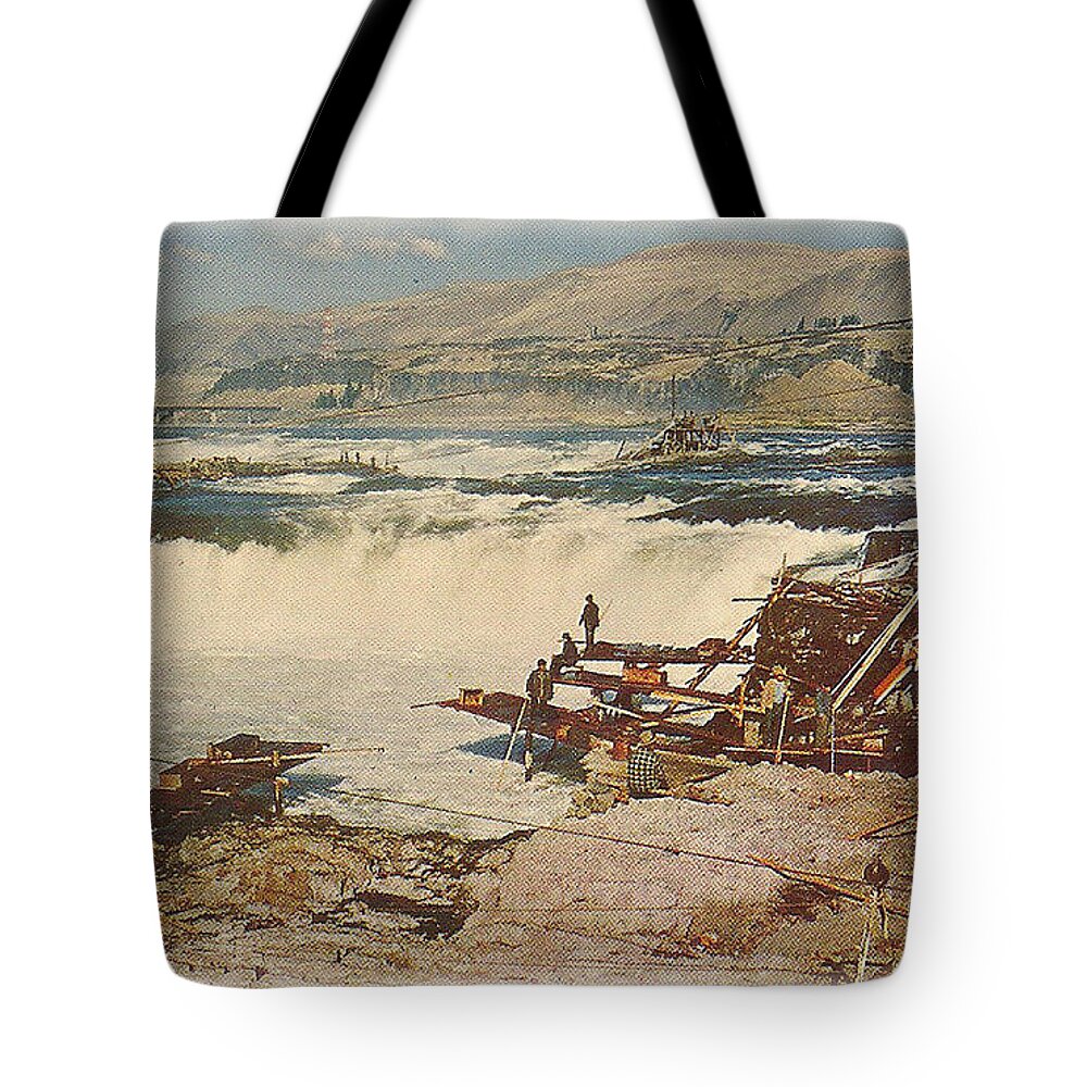 Celilo Tote Bag featuring the photograph Celilo Falls Postcard by Charles Robinson