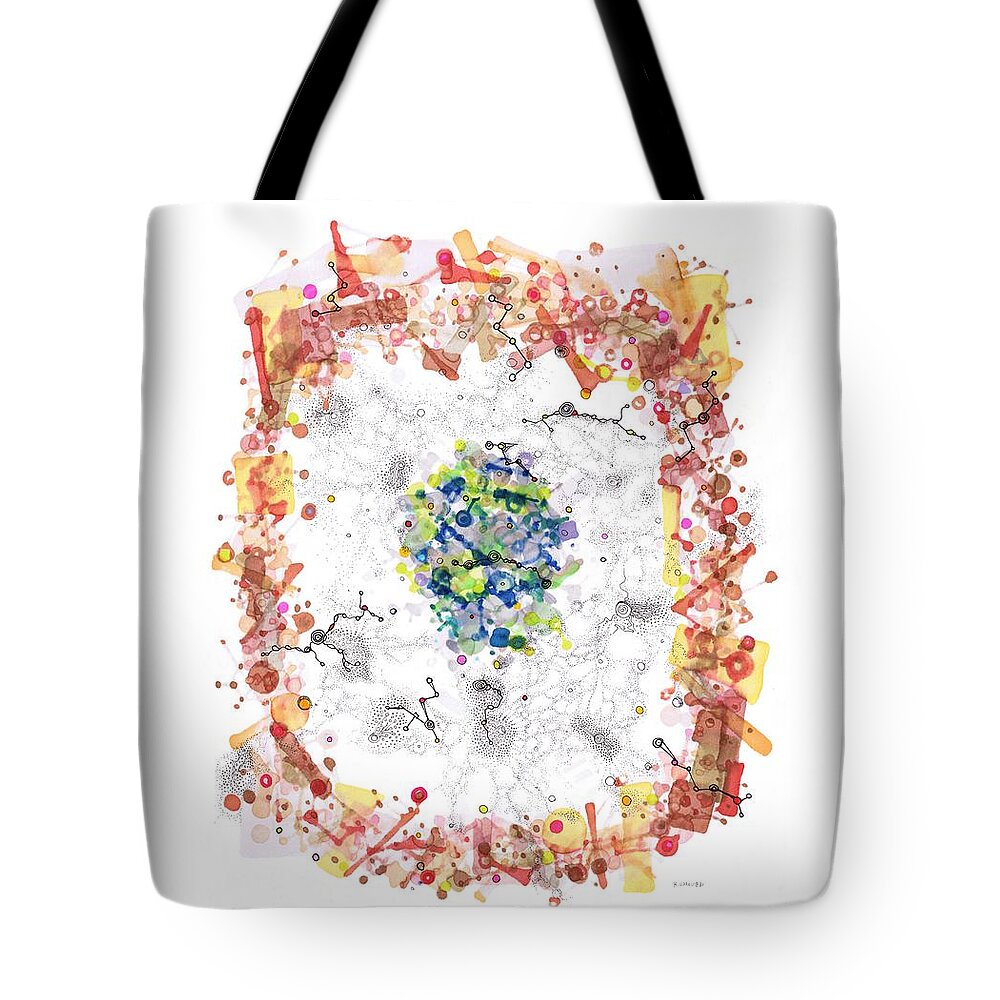 Cell Tote Bag featuring the drawing Cellular Generation by Regina Valluzzi