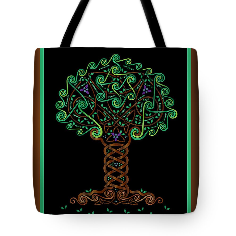 Celtic Art Tote Bag featuring the digital art Celtic Tree of Life by Celtic Artist Angela Dawn MacKay