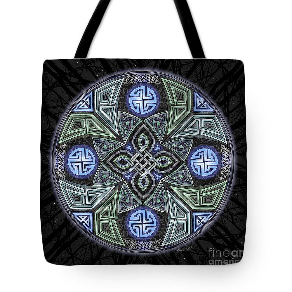 Artoffoxvox Tote Bag featuring the mixed media Celtic UFO Mandala by Kristen Fox