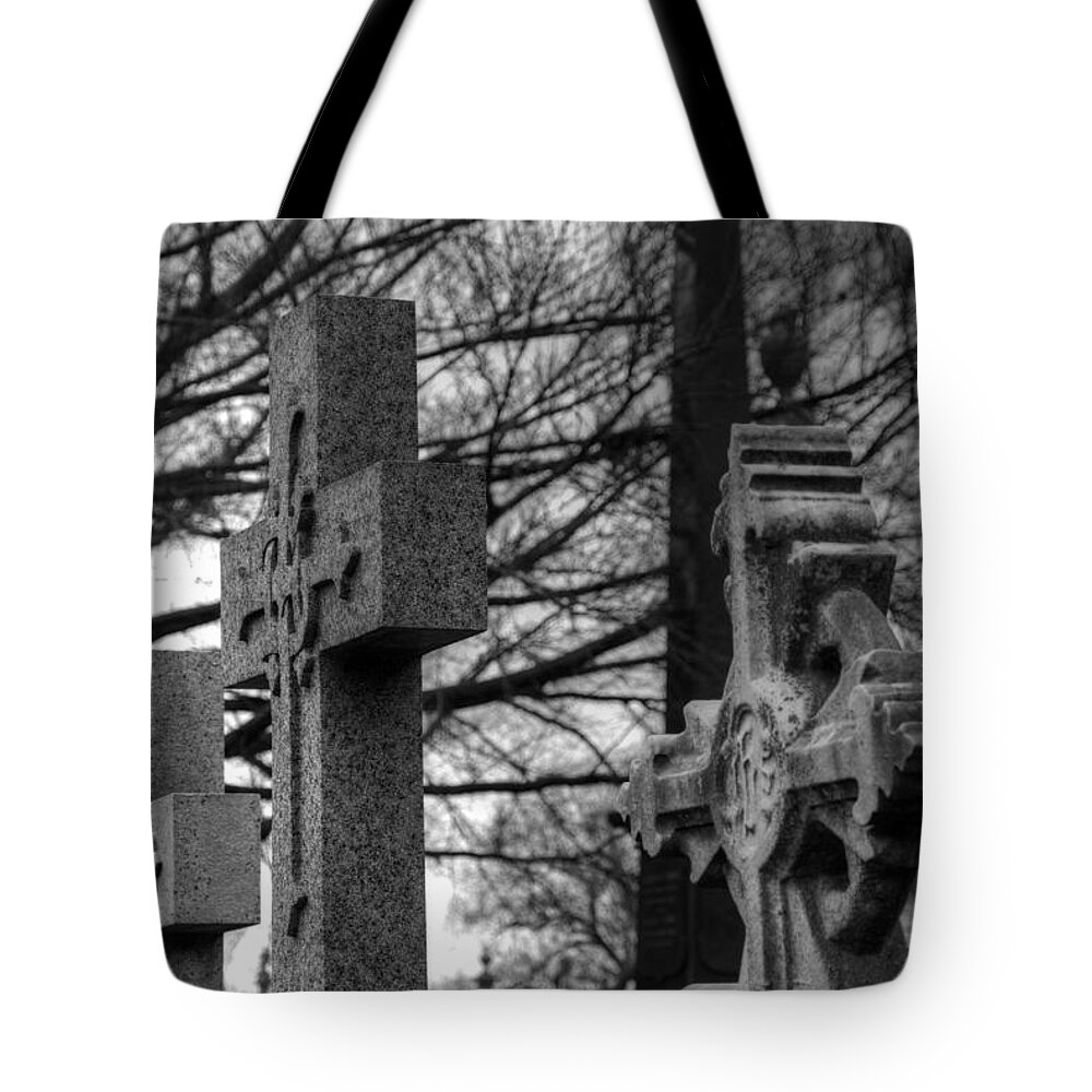 Cemetery Tote Bag featuring the photograph Cemetery Crosses by Jennifer Ancker