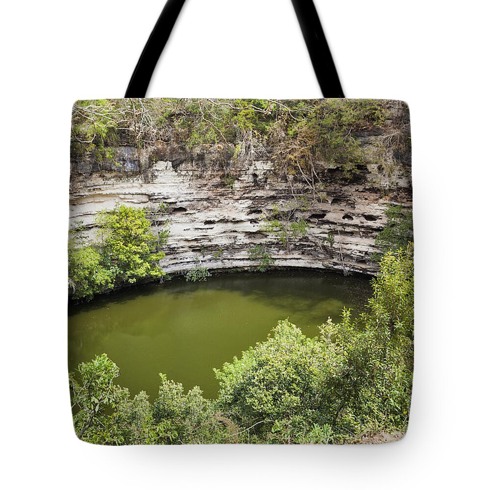 Archaeology Tote Bag featuring the photograph Cenote Sagrado at Chichen Itza by Bryan Mullennix