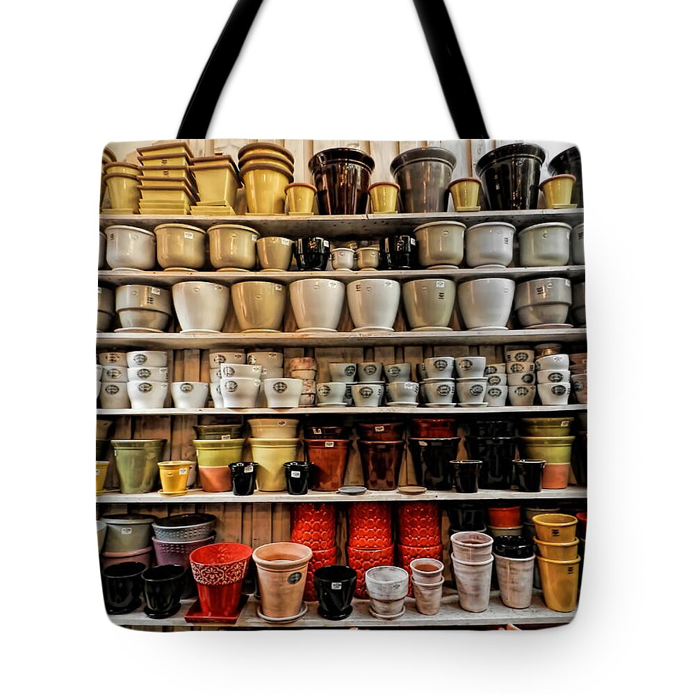 Ceramic Planters Tote Bag featuring the photograph Ceramic Pots for Sale by Cathy Anderson