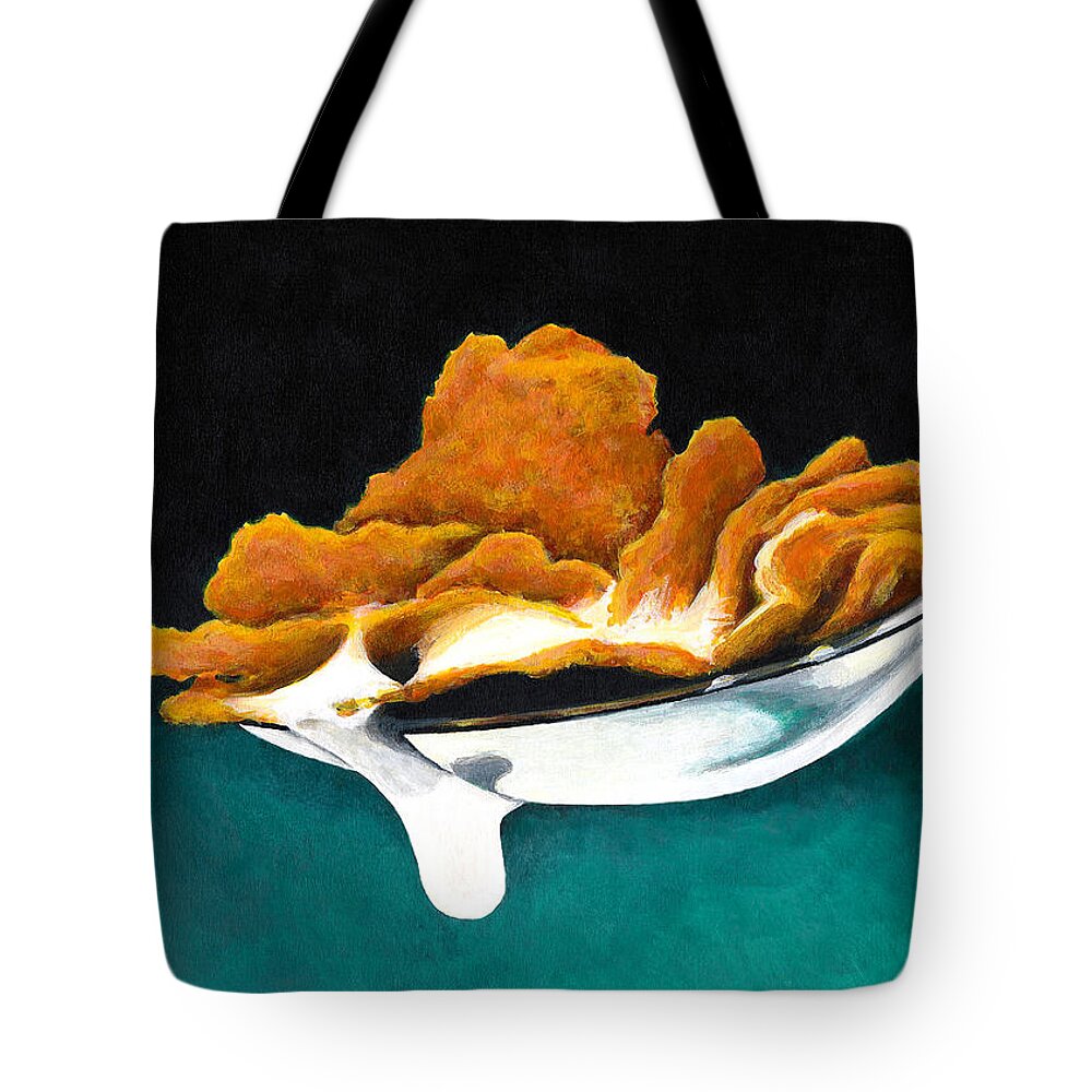 Painting Tote Bag featuring the painting Cereal In Spoon With Milk by Janice Dunbar
